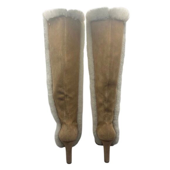 🧧SOLD🧧Larroudé Cindy Hi Faux Fur Boot Knee High Brown Size 7.5 Suede Leather - Picture 4 of 14